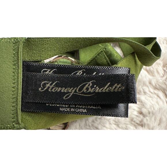 RARE🔥 Honey Birdette ELVIS💚 Green Camo Camouflage Garter Suspender Belt Medium - Picture 3 of 4